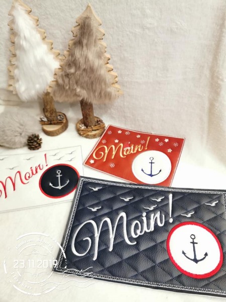 Stickdatei "Moin"-Mug Rugs 16x26 cm mit Satinrand