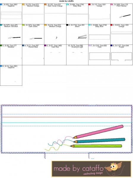 ITH Stickdatei Baggie *Stifte* - 13x30 cm