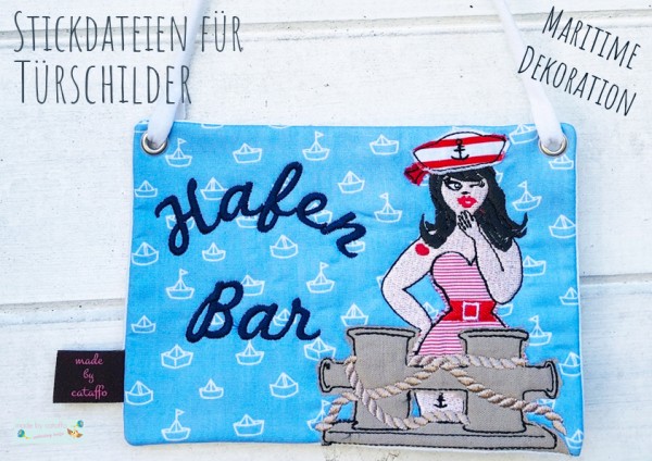 "Maritime Türschilder" ITH Stickdatei 13x18 cm