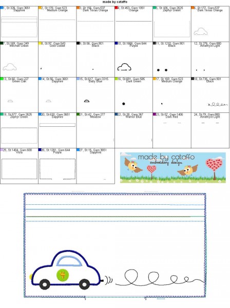 ITH Stickdatei Baggie *Auto* - 18x30 cm