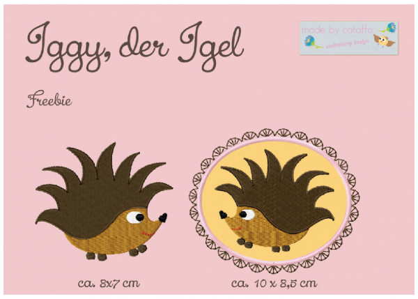 Free Embroidery design *Iggy, the hedgehog*