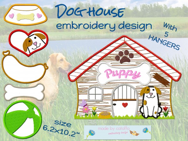 "Hundehüttenhaus" ITH Stickdatei 16x26 cm