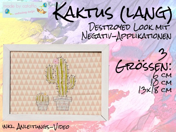 Embroidery design negative application"Cactus" for 4 x 4 " hoop