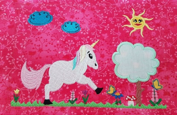 Einhornserie Stickdatei Taschenblatt 16x26 cm