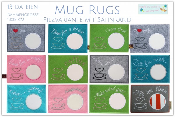Embroidery file "Mug Rugs" ITH 5.1 x 7" with satin border