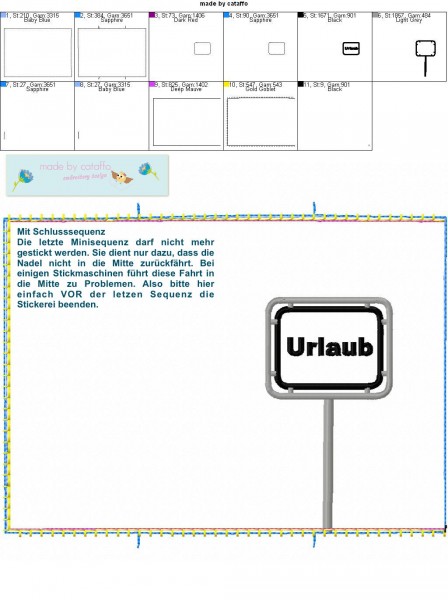 Stickdatei Reisepasshülle ITH - Urlaubsschild