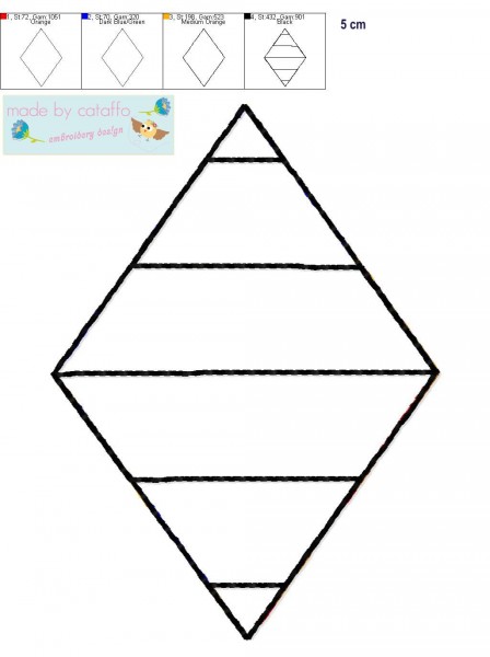 Stickdatei Negativ-Applikation "Raute" ab 10 x 10 cm