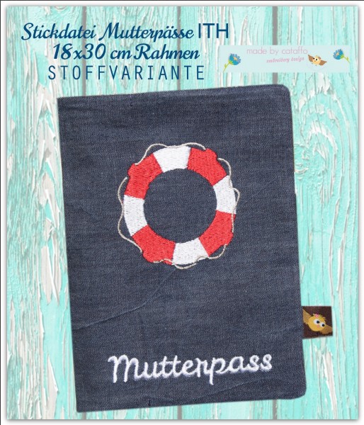 Stickdatei Mutterpässe Stoff ITH 18x30 cm
