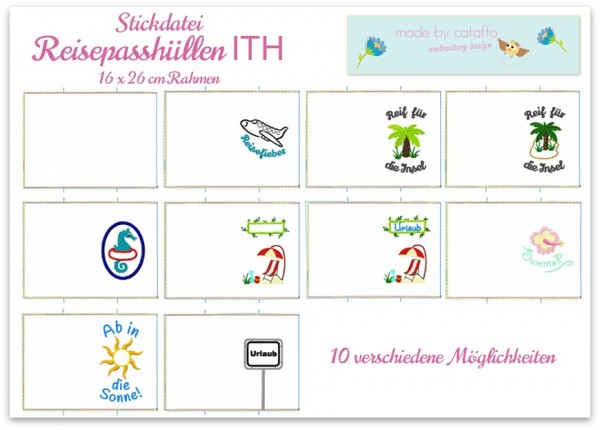 Stickdatei Reisepasshülle ITH - Komplettpaket