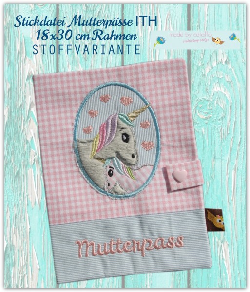 Stickdatei Mutterpässe Stoff ITH 18x30 cm