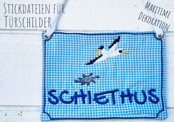 "Maritime Türschilder" ITH Stickdatei 13x18 cm