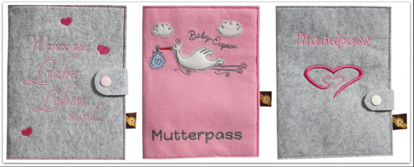 Stickdatei Mutterpässe Filz ITH 18x30 cm