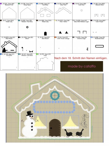 Stickdatei "Schneeflöckchen" Hausschild ITH 16x26cm Winterhaus