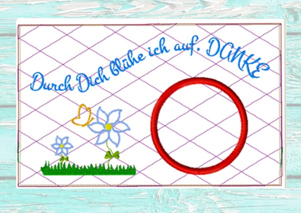 Stickdatei Mug Rugs "Danke" für Erzieher und Lehrer 16x26 cm Rahmen ITH