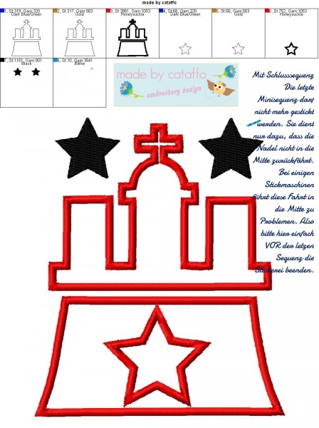 Stickdatei Hamburger Allerlei- Hamburgzeichen Stern 10x10cm