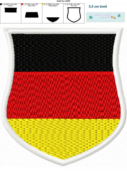 Stickdatei für Flaggen Buttons - Trikot Pimper -Deutschlandherz