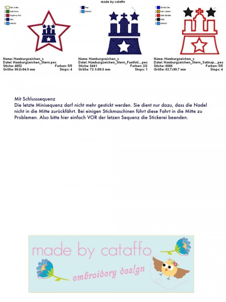 Stickdatei Hamburger Allerlei- Hamburgzeichen Stern 10x10cm