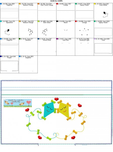 ITH Embroidery design "Baggie" 7" x 11.8" "Kites in love"