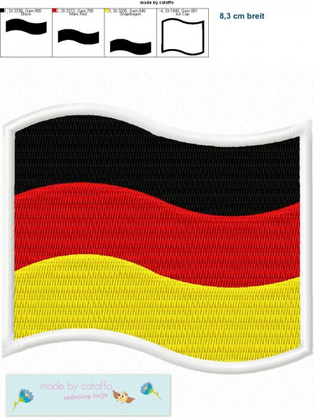 Stickdatei für Flaggen Buttons - Trikot Pimper -Deutschlandherz