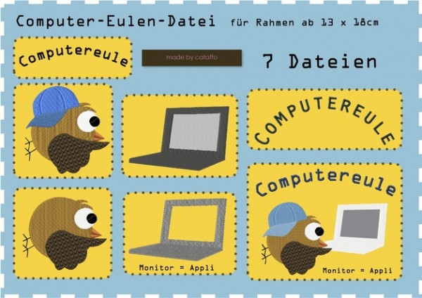Stickdatei Computereule - für 13x18cm