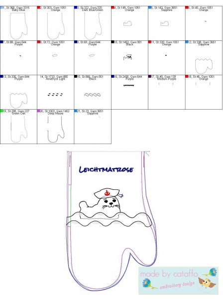 Embroidery design maritime Kitchen gloves ITH for 6.2x10.2" hoops and bigger complete set