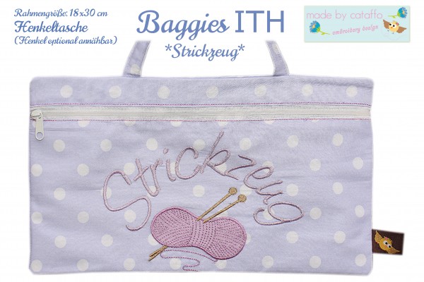 ITH Stickdatei Baggie *Strickzeug mit Wolle* - 18x30 cm