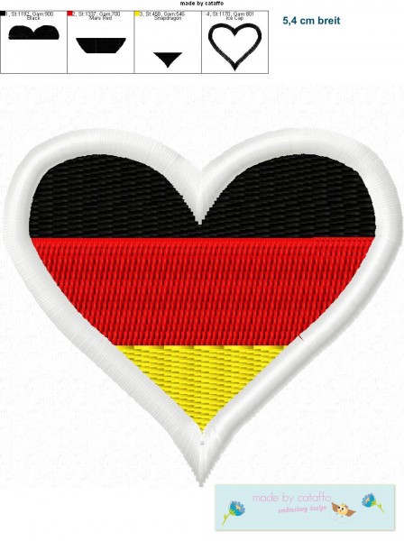 Stickdatei für Flaggen Buttons - Trikot Pimper -Deutschlandherz