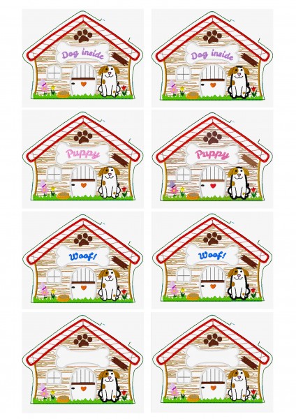 "Hundehüttenhaus" ITH Stickdatei 18x30 cm