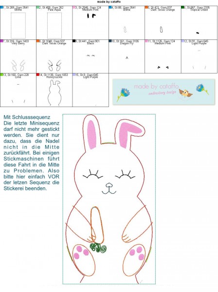 Stickdatei Häschen ITH - 16x26 cm