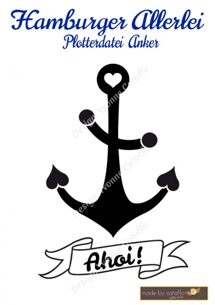 Plotter design Hamburger Allerlei Ahoi Herz-Anker