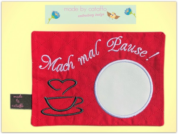 Stickdatei Mug Rugs mit Wendeöffnung 13x18 cm Rahmen ITH