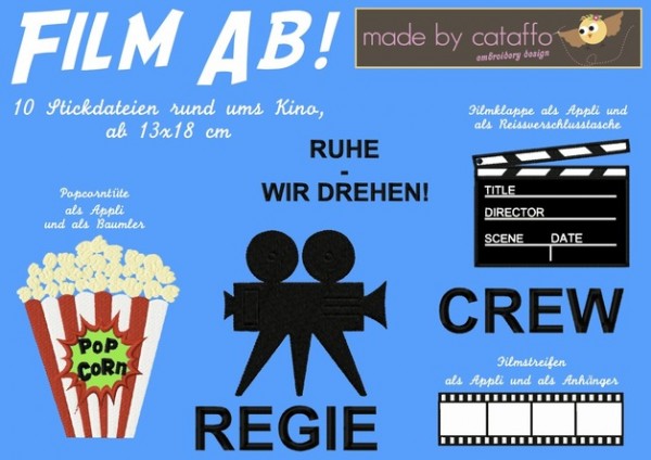 Stickdatei "Film ab!" - für 13x18cm
