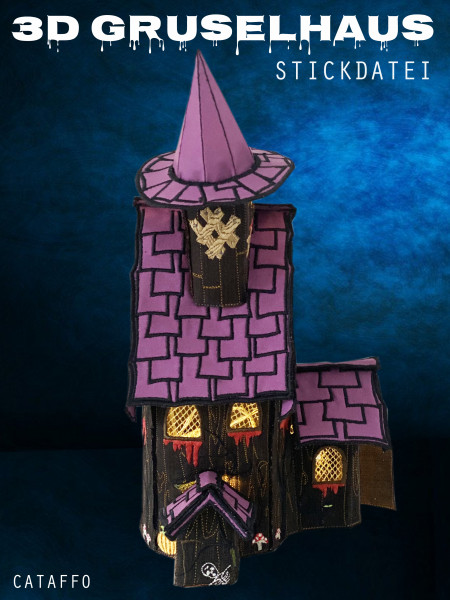 Stickdatei 3D-Gruselhaus - Bauset für Rahmen ab 16x26 cm