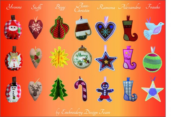 Stickdatei Weihnachtsbaumler- 21 Anhänger