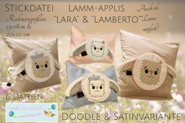 Stickdatei Lamm - Applis "Lamberto" & "Lara" für Rahmen ab 13x18 cm