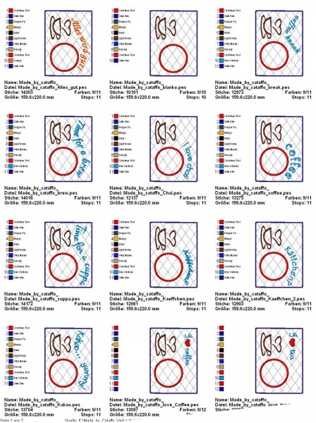 Stickdatei Mug Rugs mit Satinrand (Filzvariante) 16x26 cm