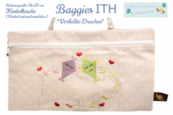ITH Embroidery design "Baggie" 7" x 11.8" "Kites in love"