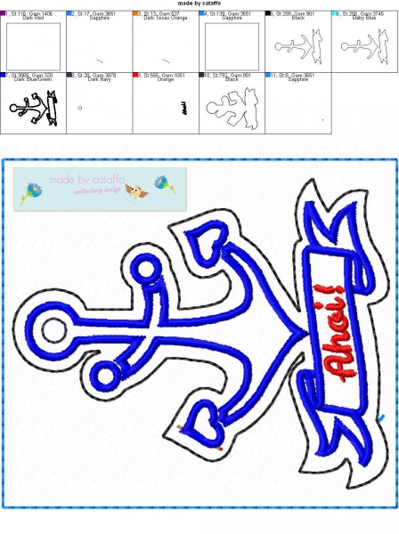 Stickdatei Schlüsselanhänger Anker