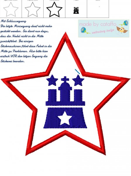 Stickdatei Hamburger Allerlei- Hamburgzeichen Stern 10x10cm