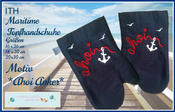 Embroidery design maritime Kitchen gloves ITH for 6.2x10.2" hoops and bigger complete set