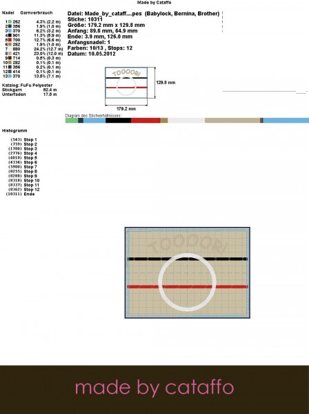 Stickdatei für Flaggen Mug Rugs - für 13x18 cm