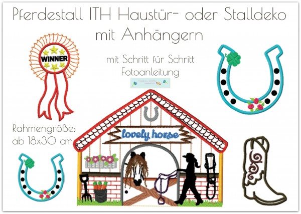 Stickdatei "Pferdestall" Haustürschild ITH 18x30cm