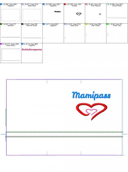 Stickdatei Mutterpässe Stoff ITH 18x30 cm