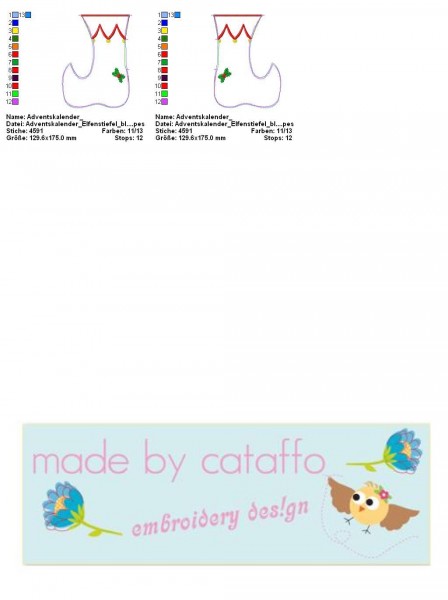 Embroidery design Elf Stocking Advent Calendar ITH