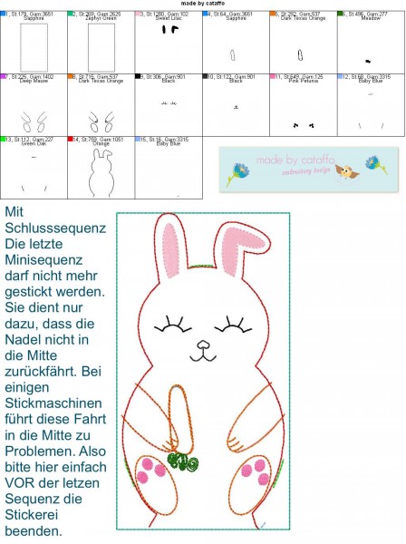 Stickdatei Häschen ITH - 11x17 cm