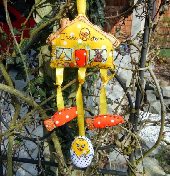 Stickdatei "Hoppy Easter" Haustürschild ITH 13x18cm