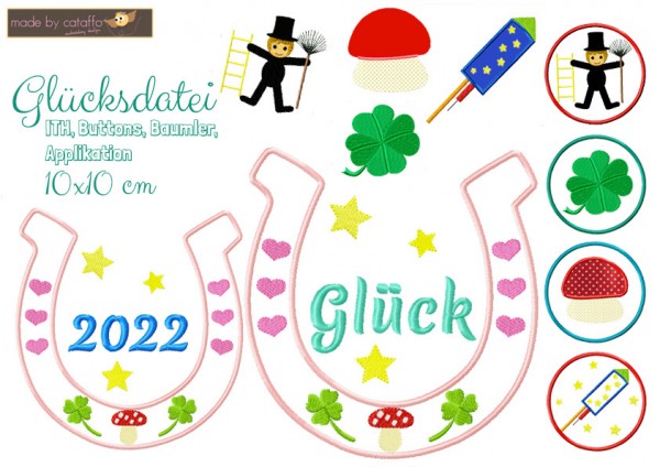 Stickdatei "Glücksdatei" Hausschild ITH 10x10cm