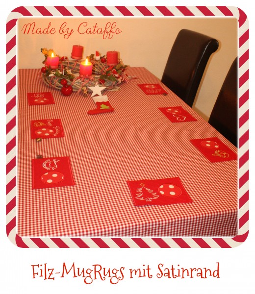 Embroidery file "Xmas Mug Rugs" ITH 5.1 x 7" with satin border