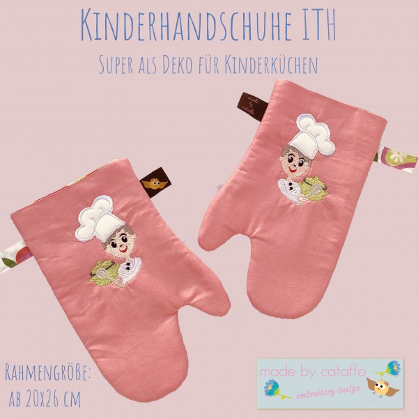 Stickdatei Kinder-Küchenhandschuhe ITH für 16x26 Rahmen