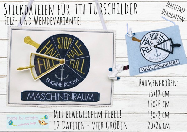 "Maschinenraum Türschild" ITH Stickdatei ab 13x18 cm